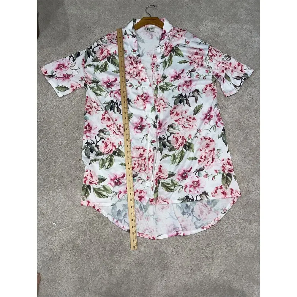 Show Me Your Mumu Short Sleeve Robe Kimono Pink Floral Wrap Coverup One Size - Picture 8 of 9